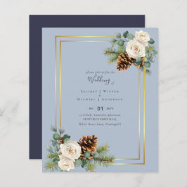BUDGETVinterbröllop Vit ros Guld Dusty Blue