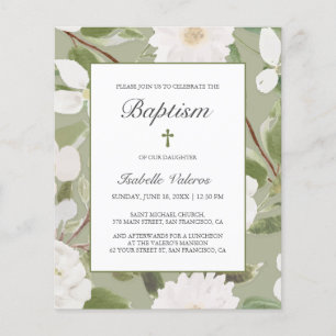 BUDGETVITblommor löv grönt BAPTISM