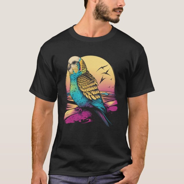 Budgie Beach Budgerigar Parakeet Bird Summer T Shirt (Framsida)