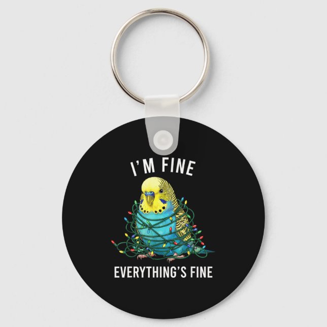 Budgie Bird Christmas I'm Fine Everything Is Fine  Nyckelring (Framsida)