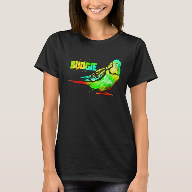 Budgie Bird Color Artwork Budgerigar Parakeet T Shirt (Framsida)