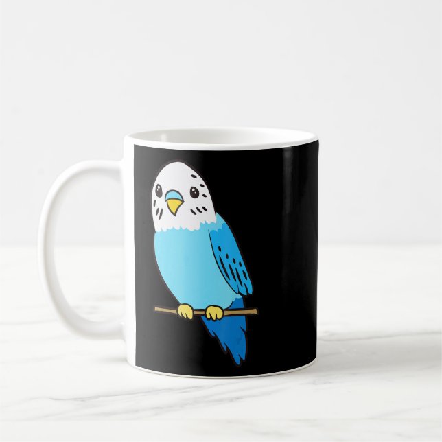 Budgie Bird Parakeet Cute Parakeet Blue Kaffemugg (Vänster)