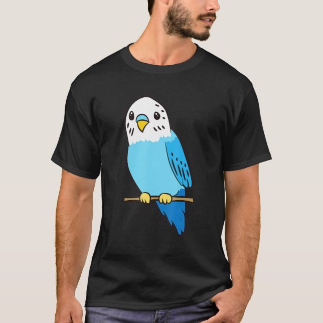Budgie Bird Parakeet Cute Parakeet Blue T Shirt (Framsida)