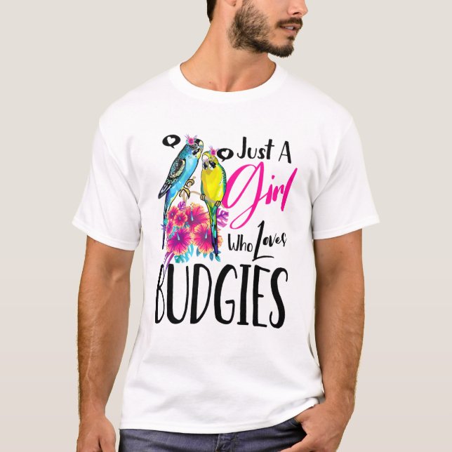 Budgie Bird Tee, en flicka som Kärlek Budgies T Shirt (Framsida)