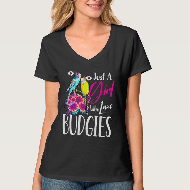 Budgie Bird Tee, en flicka som Kärlek Budgies T Shirt (Framsida)