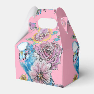 Budgie Bröllopstårta Förmånslåda Rosa Rosor Presentaskar