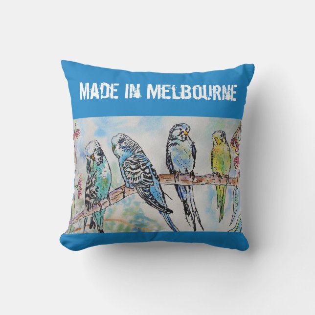 Budgie Budgerigar Bird Made In Melbourne Birds Kudde (Framsida)