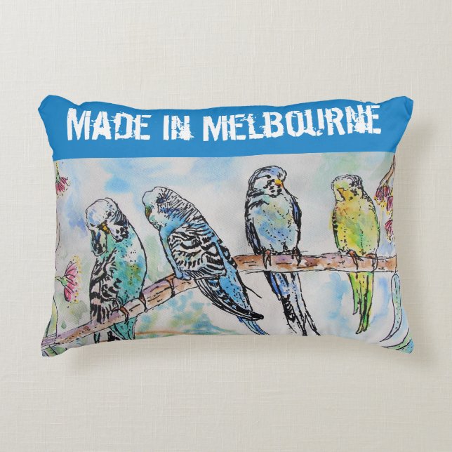 Budgie Budgerigar Bird Made In Melbourne Birds Prydnadskudde (Framsidan)