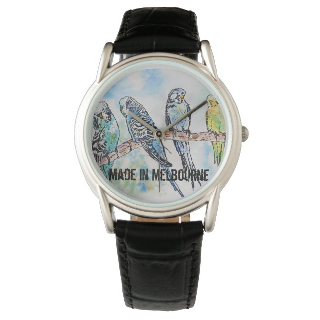 Budgie Budgerigar Bird Made In Melbourne Mens Armbandsur (Framsida)