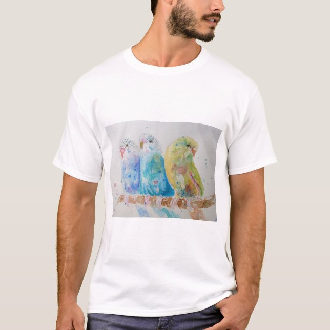 Budgie Budgerigar Birds Bird Wildlife T Shirt (Framsida)