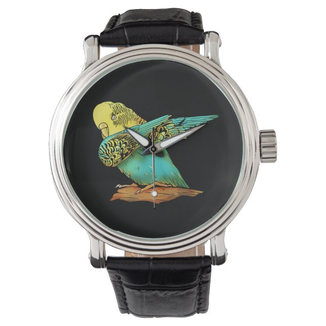 Budgie Budgerigar Dabbing Armbandsur (Framsida)