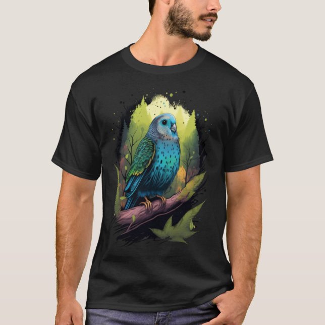 Budgie Budgerigar Parakeet Bird Nature Birdwatchin T Shirt (Framsida)
