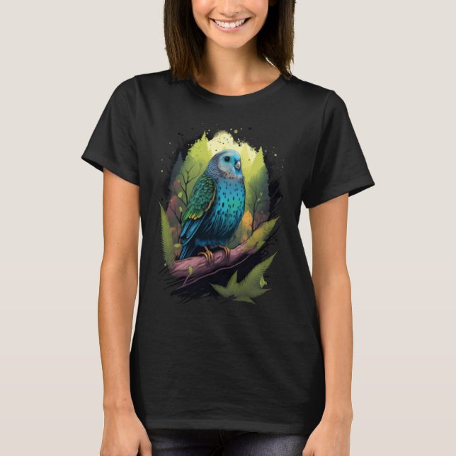 Budgie Budgerigar Parakeet Bird Nature Birdwatchin T Shirt (Framsida)
