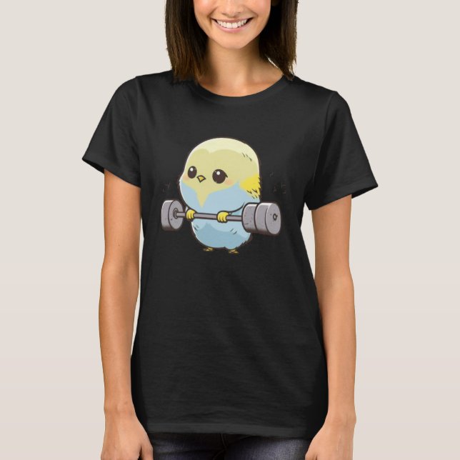 Budgie Budgerigar Parakeet Lifting Bodybuilder Gym T Shirt (Framsida)
