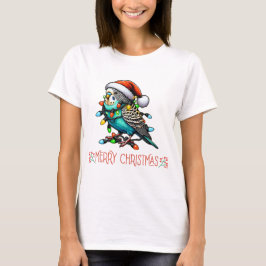 Budgie Budgerigar Parrot jul Hat Julafton T Shirt