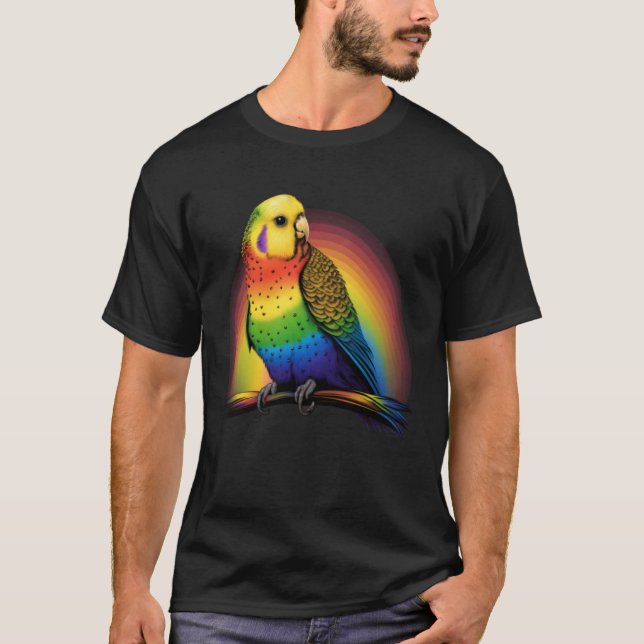Budgie Budgies Birds Rainbow Budgerigar Parakeet   T Shirt (Framsida)