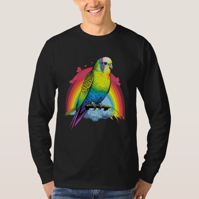 Budgie Budgies Birds Rainbow Budgerigar Parakeet   T Shirt (Framsida)
