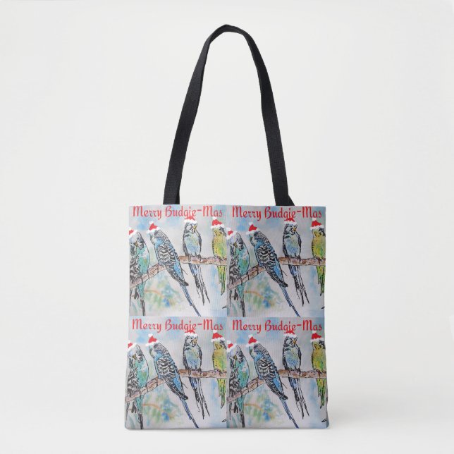 Budgie Budgies Merry Budgiemas Christmas Stocking Tygkasse (Framsida)