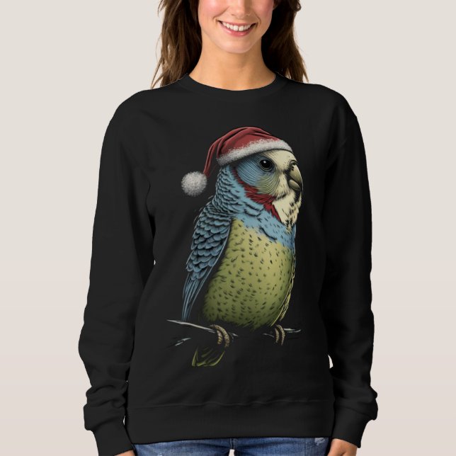 Budgie Christmas Budgerigar Santa Hat Parakeet Bir T Shirt (Framsida)