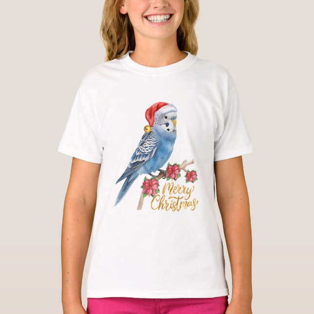 Budgie Christmas T Shirt (Framsida)