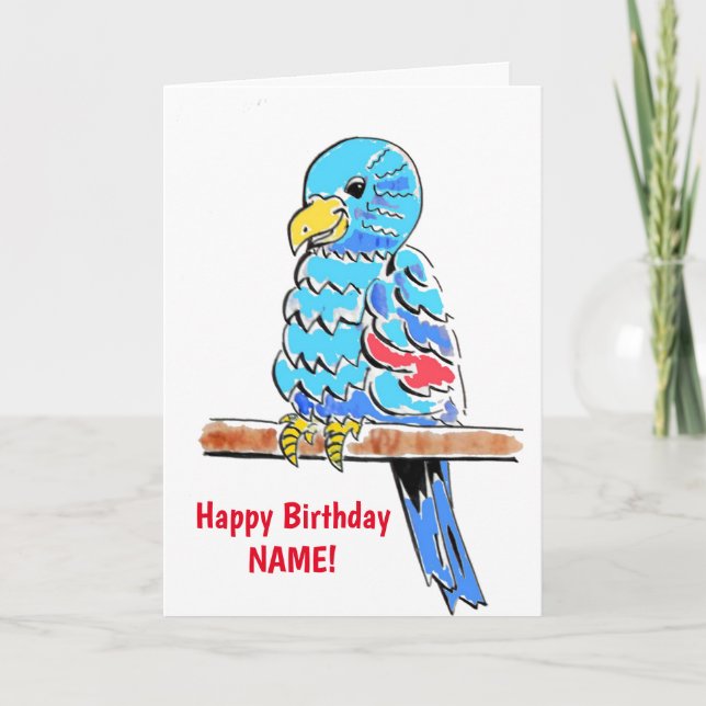 Budgie Colorful Birthday Kort (Framsida)