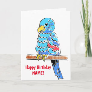 Budgie Colorful Birthday Kort