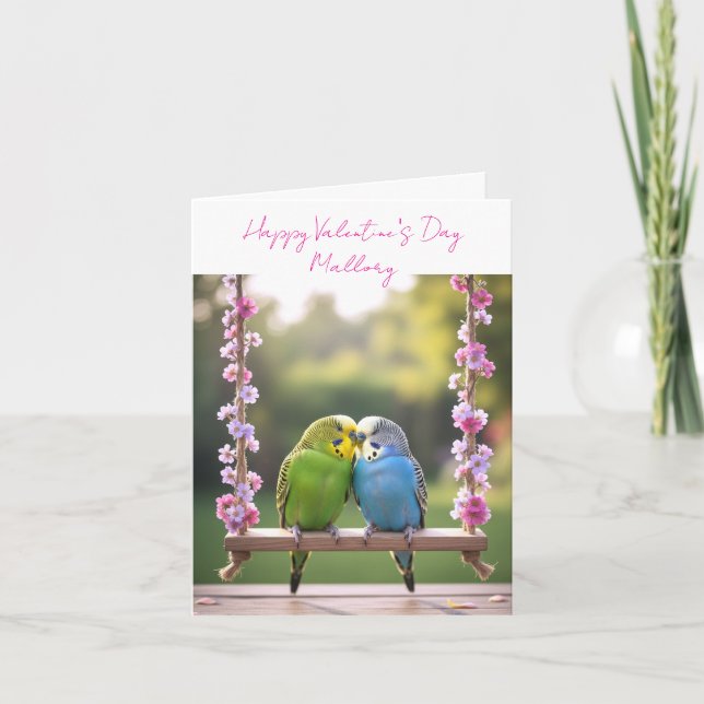Budgie Couple Custom Valentines or Anniversary  Kort (Framsida)