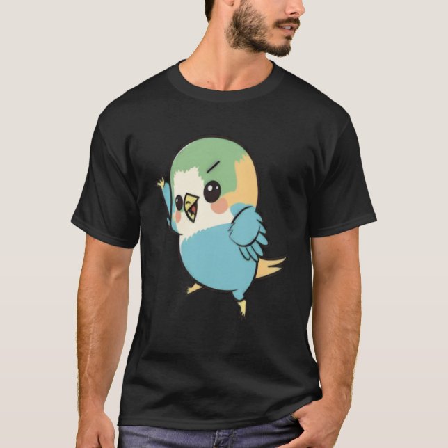 Budgie Dabbing Budgerigar Parakeet Bird Dab Dance T Shirt (Framsida)