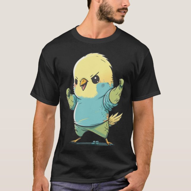 Budgie Dabbing Budgerigar Parakeet Bird Dab Dance T Shirt (Framsida)