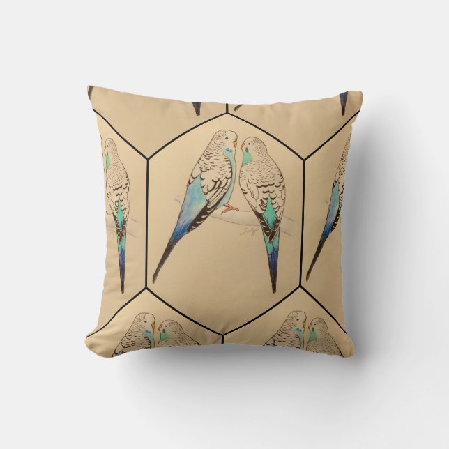 Budgie dämpar akvarell kudde (Framsida)