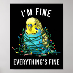 Budgie Fågel Jul Jag Mår Bra Allting Är Bra Poster