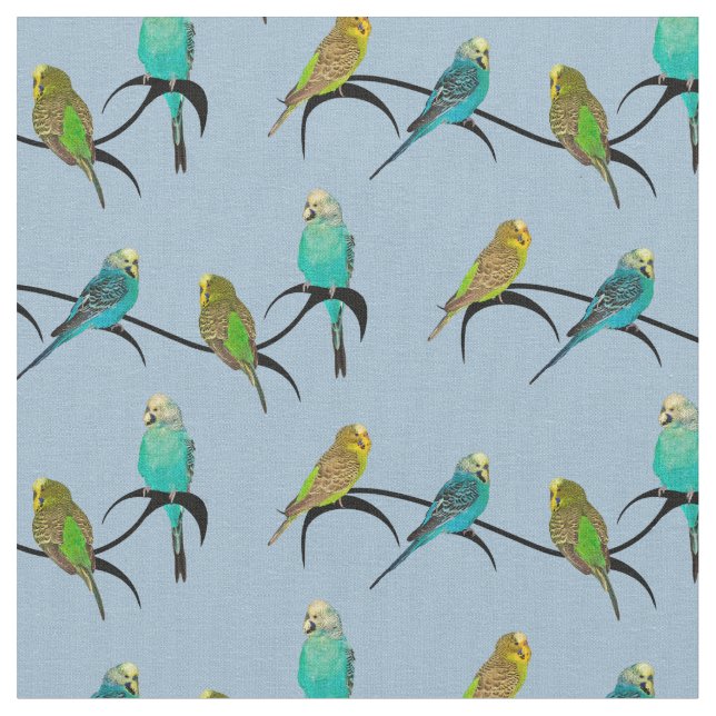Budgie frenesityg (tända - blått), tyg (Närbild)