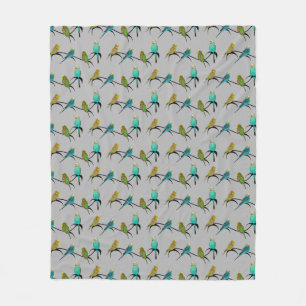 Budgie Frenzy Fleece Blanket (Grått)