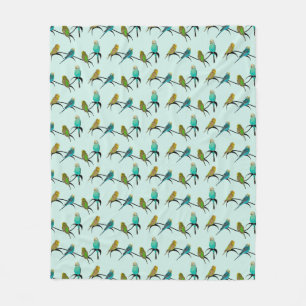 Budgie Frenzy Fleecefilt (Ljus Cyan)