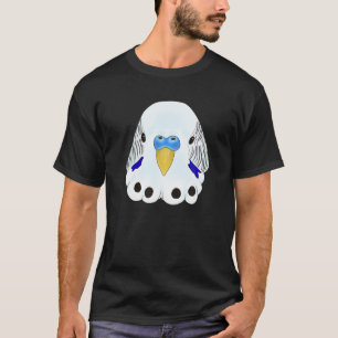 Budgie Head - White and Blue Parakeet Head på Blue T Shirt