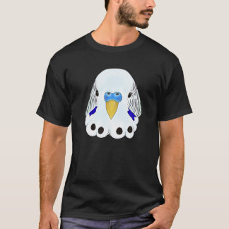 Budgie Head - White and Blue Parakeet Head på Blue T Shirt