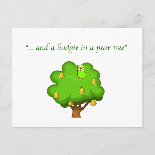 Budgie i Pear Träd Vykort (Framsida)