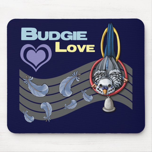 Budgie kärlek "Cutie" Mousepad Musmatta (Framsidan)