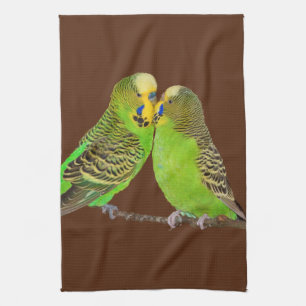 Budgie kysser kökshandduken kökshandduk