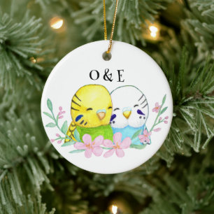 Budgie Lovebird par First jul Together Julgransprydnad Keramik