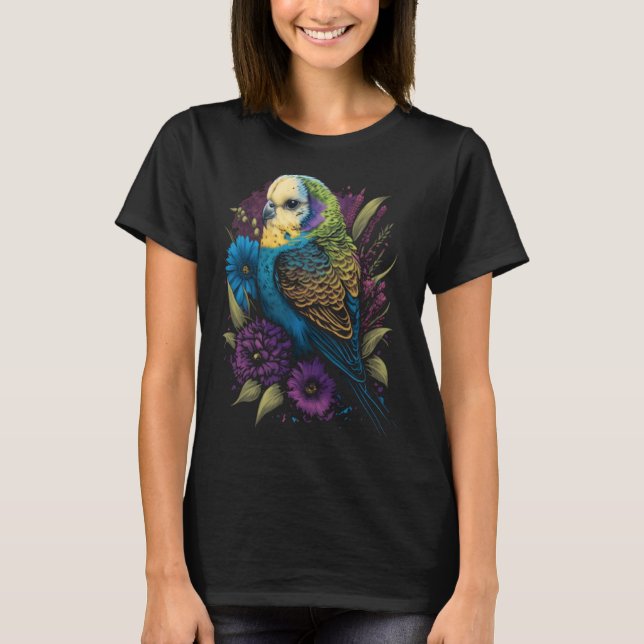 Budgie Mamma Flower Budgerigar Parakeet Bird Mor T Shirt (Framsida)
