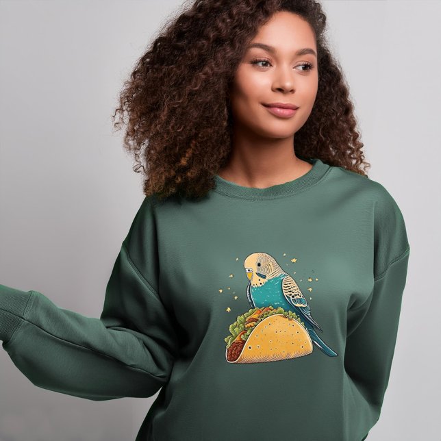 Budgie med Taco | Quirky Bird Älskare Delight T Shirt (Skapare uppladdad)