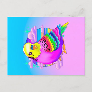 Budgie Neon Postcard Vykort