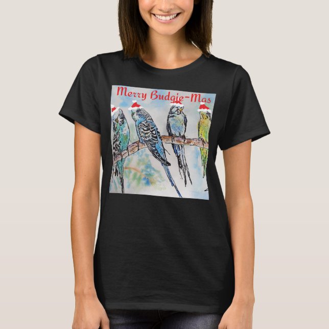 Budgie Parakeet Budgerigar Womens Funny Christmas T Shirt (Framsida)