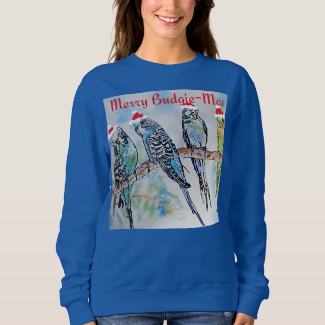 Budgie Parakeet Budgerigar Womens Funny Christmas T Shirt (Framsida)