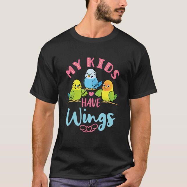 Budgie Parakeet Cute Pet Bird Mamma Pappa mina bar T Shirt (Framsida)