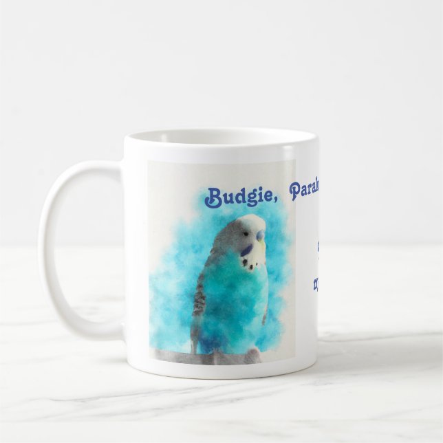 budgie parakeet eller budgerigars roligt kaffemugg (Vänster)