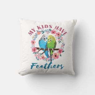 Budgie Parakeet Mamma mina barn har fjädrar Kudde