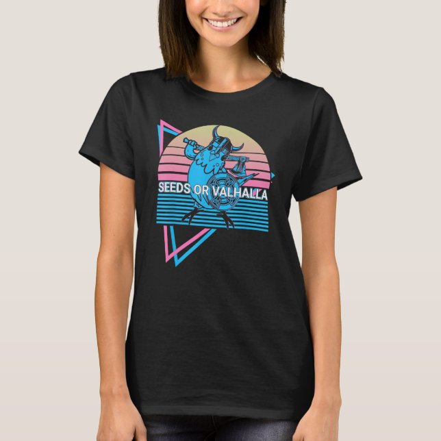 Budgie Parakeet Retro Seeds eller Valhalla T Shirt (Framsida)