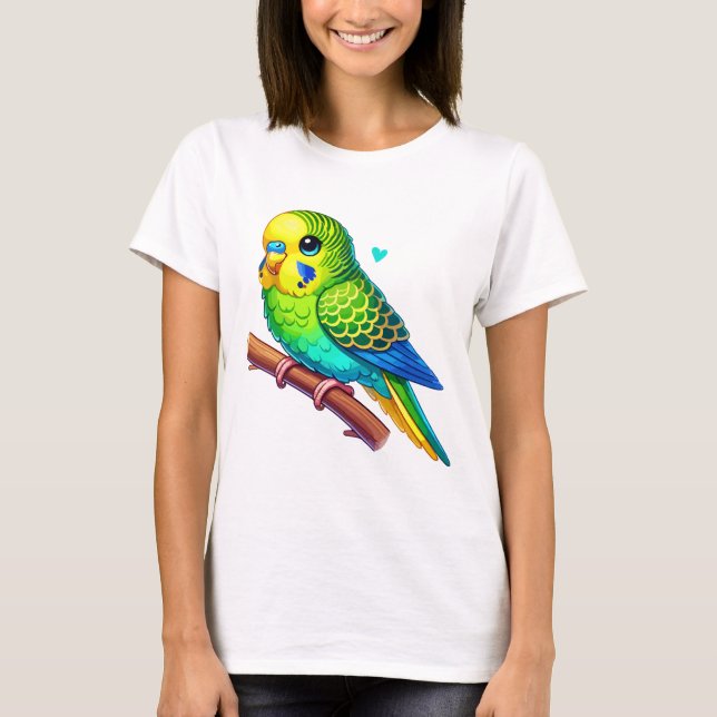 Budgie Parakeet T Shirt (Framsida)